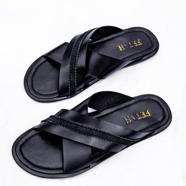 Fetah Leather Crossing Slippers